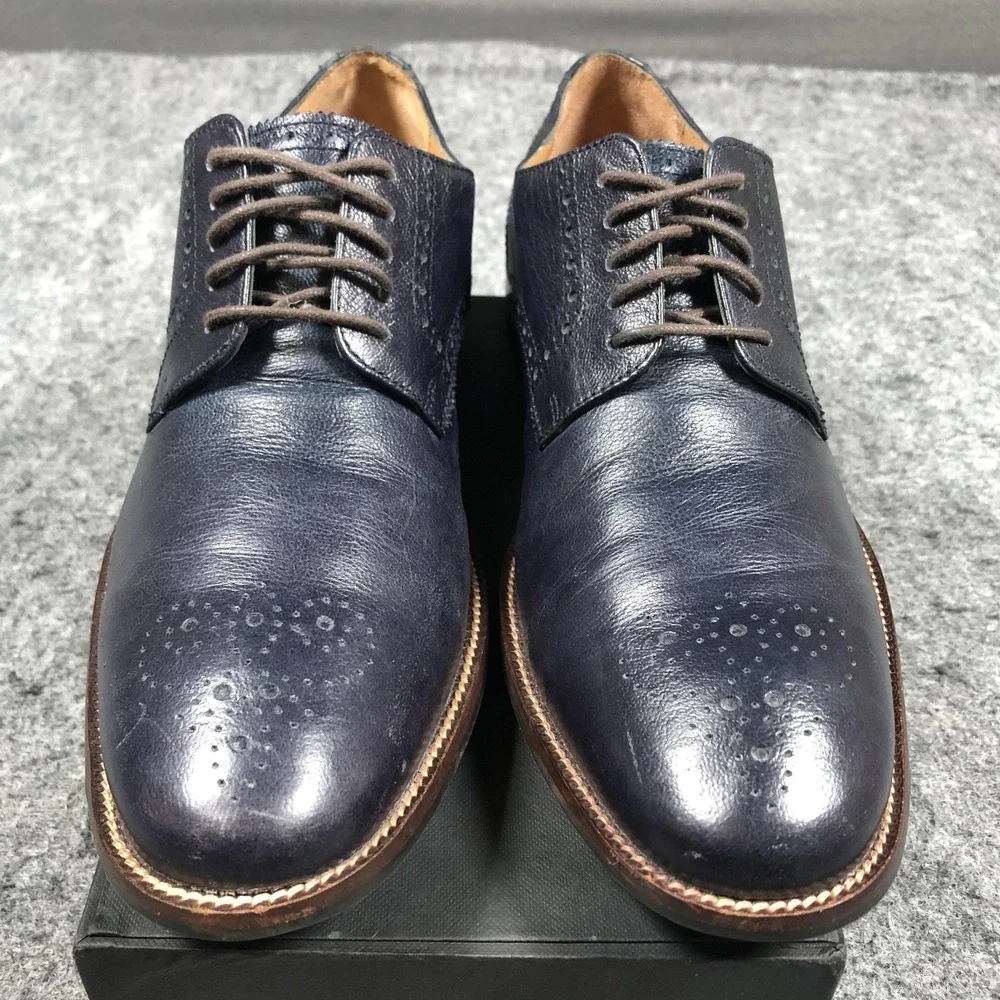 Cole Haan Williams Medallion Toe Shoes Mens Size 8.5 Blue Leather Wingtip